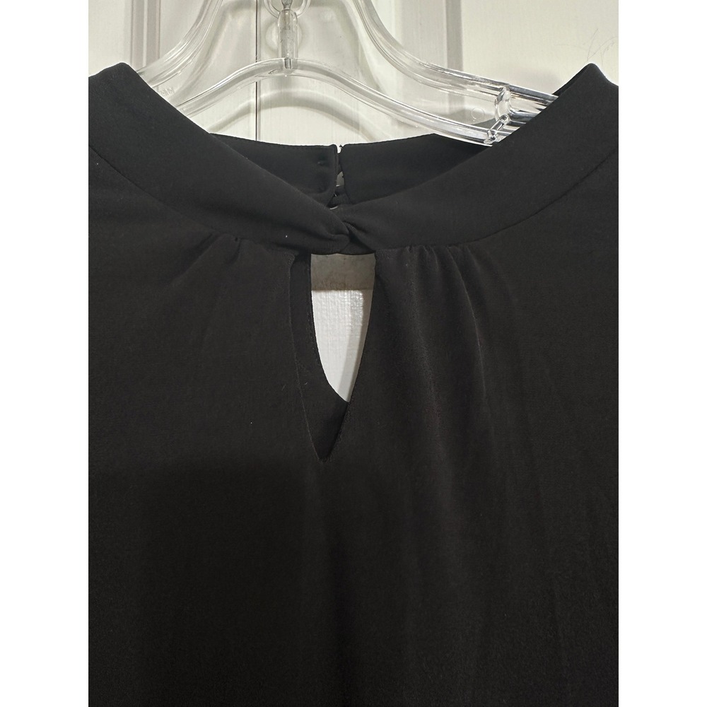 Calvin Klein Blouse Women Black Twisted Mock Neck Long Sleeve Capsule Wardrobe L - Picture 3 of 8